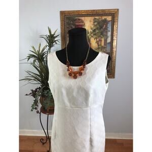 Kasper Sheath Dress Womens Size 10 White Textured Sleeveless Career Formal